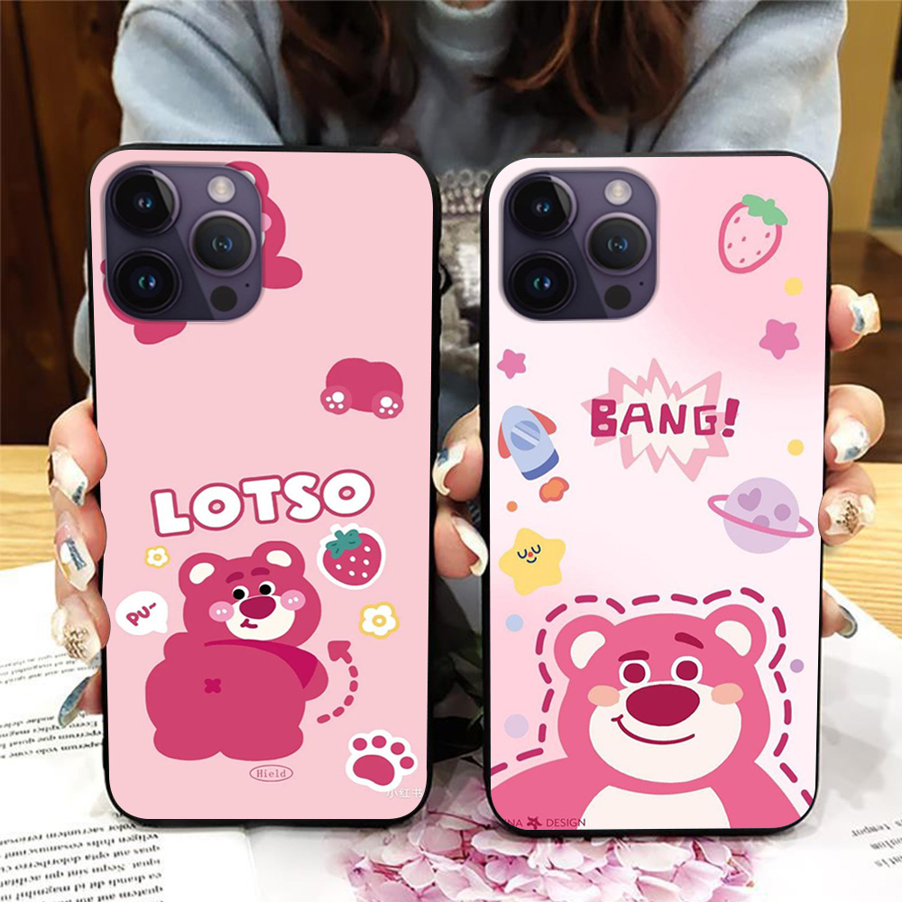 Ốp lưng Iphone 14 / ip 14 pro / ip 14 pro max / ip 14 plus in hình gấu dâu siêu cute dễ thương
