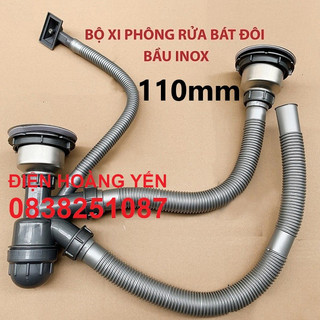 Bô xả chậu rửa chén 2 hộc bầu inox đường kính 11cm