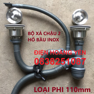 BỘ XẢ CHẬU RỬA CHÉN BÁT HAI HỘC INOX 304 phi 110
