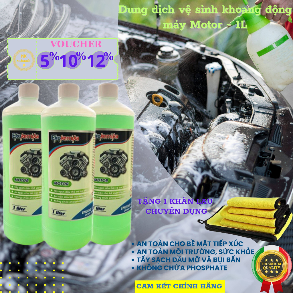 Dung dịch rửa khoang động cơ, khoang máy Làm sạch dầu mỡ chính hãng Ekokemika Motor 1 lít