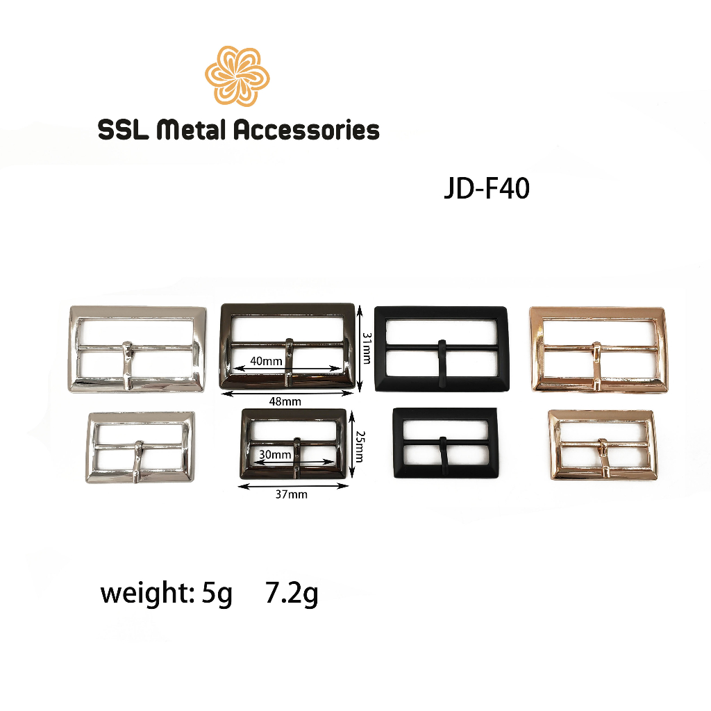 Khóa dây nịch mặt kim loại hình chữ nhật nhiều màu - Alloy buckle JD-F40 30mm/40mm