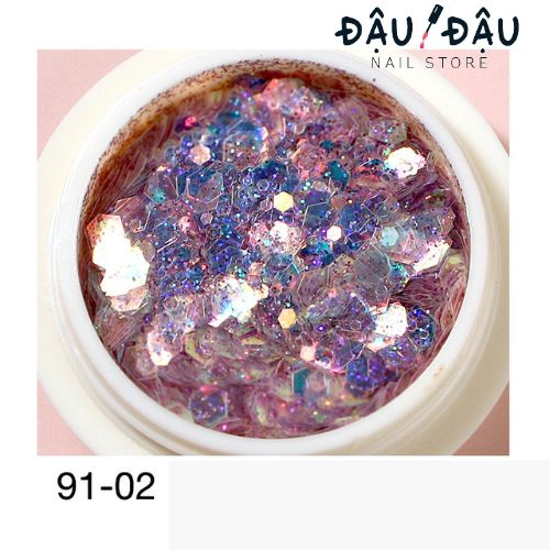 Nhũ kim tuyến vảy cá 8 màu trang trí móng đắp ẩn gel phong cách Hàn Nhật lẻ hộp