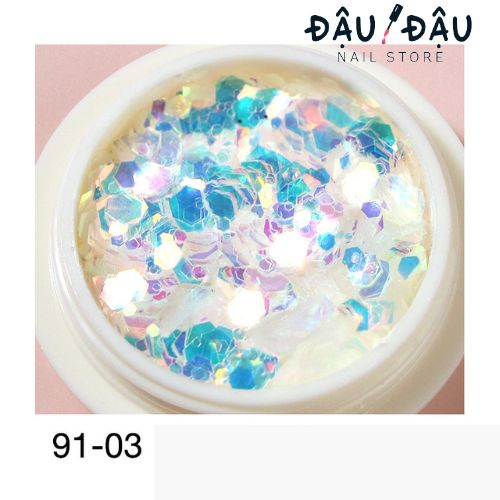 Nhũ kim tuyến vảy cá 8 màu trang trí móng đắp ẩn gel phong cách Hàn Nhật lẻ hộp