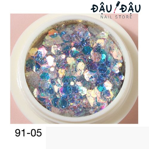 Nhũ kim tuyến vảy cá 8 màu trang trí móng đắp ẩn gel phong cách Hàn Nhật lẻ hộp