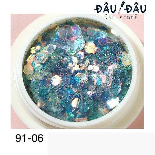 Nhũ kim tuyến vảy cá 8 màu trang trí móng đắp ẩn gel phong cách Hàn Nhật lẻ hộp