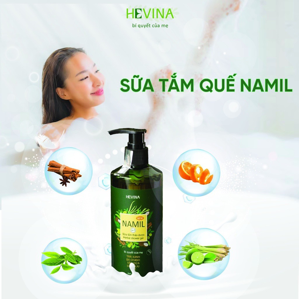 Sữa Tắm Thảo Dược NAMIL Hương Quế kháng khuẩn dưỡng da, lưu thông khí huyết 300ml