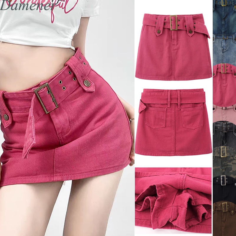 Chân váy chữ A tặng kèm thắt lưng⚡ 8 màu⚡Chân váy jean chữ A lưng cao⚡Chân Váy Denim Hot Gir
