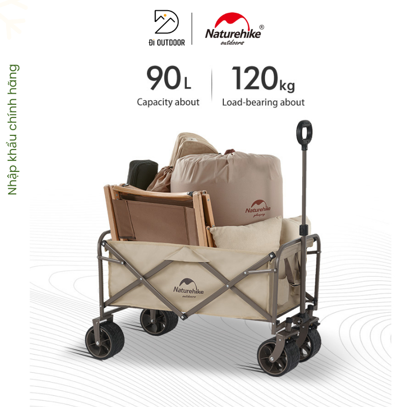 Xe Kéo Dã Ngoại Naturehike, Xe Kéo hàng gấp gọn đi chợ siêu thị,TẢI 80KG, Đa năng, Siêu nhẹ, Siêu bền