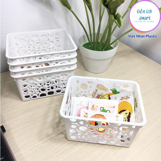 Rổ nhựa đựng đồ văn phòng bé, giỏ đựng đồ để bàn tiện ích, rổ nhật bé 5690
