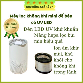 Máy lọc không khí mini máy khử mùi phòng ngủ 2 lớp lọc khử khuẩn bằng đèn tia UV  và ion âm [ Kho Hàng Giá Rẻ VN ]