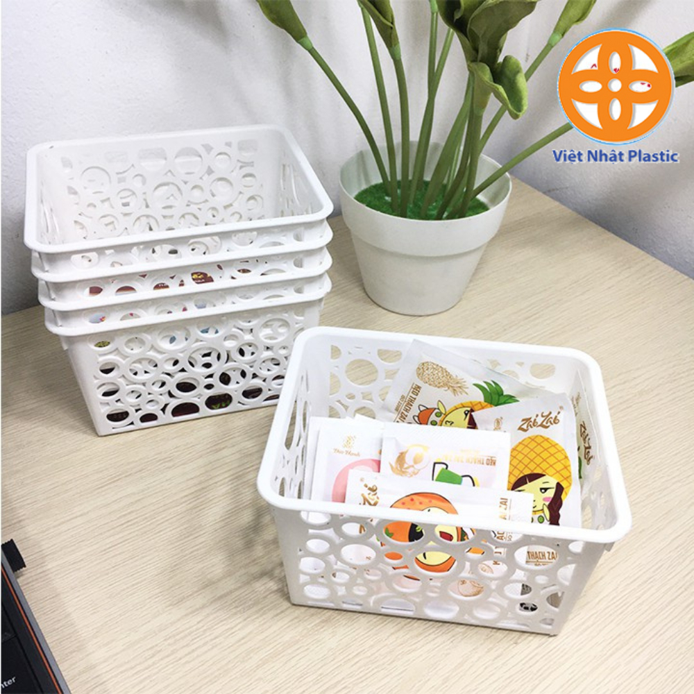 Giỏ nhựa đựng đồ để bàn, đồ dùng học sinh nhựa việt nhật, rổ nhật bé 5690