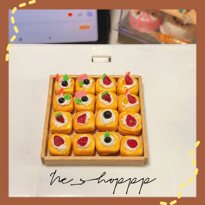 Mô hình bánh tart trái cây nhiều vị đất sét mini