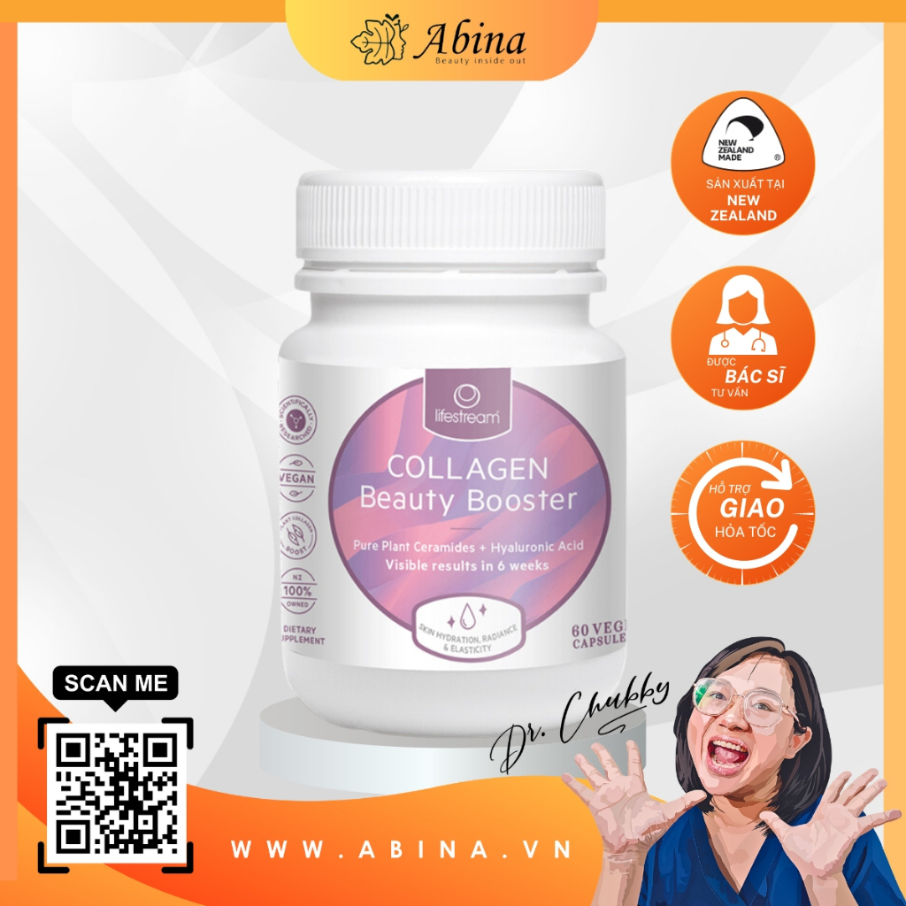 Viên collagen thuần chay an toàn cho mọi đối tượng Lifestream Collagen Beauty Booster 60 viên Dr Chubby