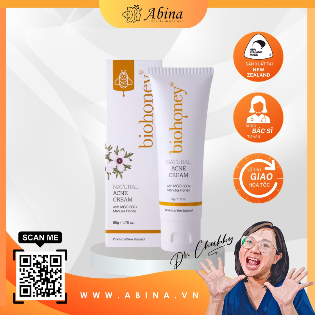 Kem mụn kiềm dầu giảm thâm đánh bay mụn ẩn từ mật ong Manuka BioHoney Natural Acne Cream 50g