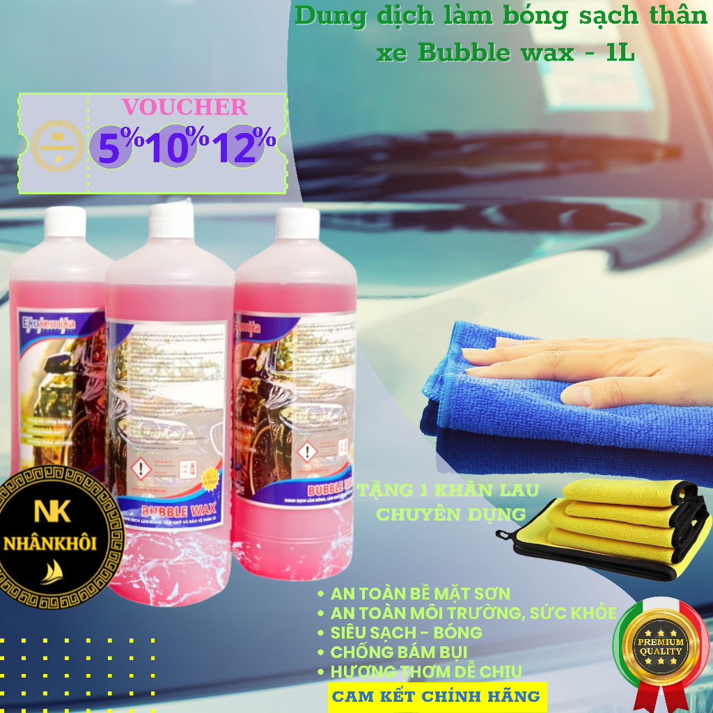 Dung dịch làm bóng thân xe ô tô chính hãng Ekokemika Bubble Wax 1 lít