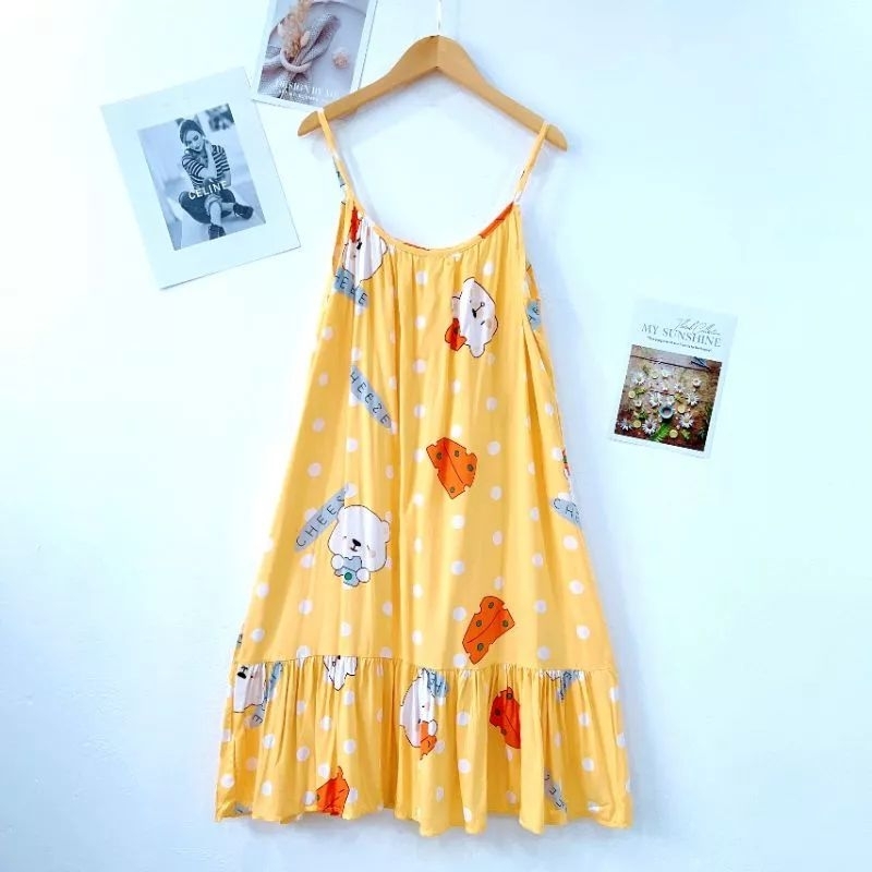 Váy bầu lanh 2 dây mặc nhà mặc ngủ cực kì mềm mát MÙA HÈ