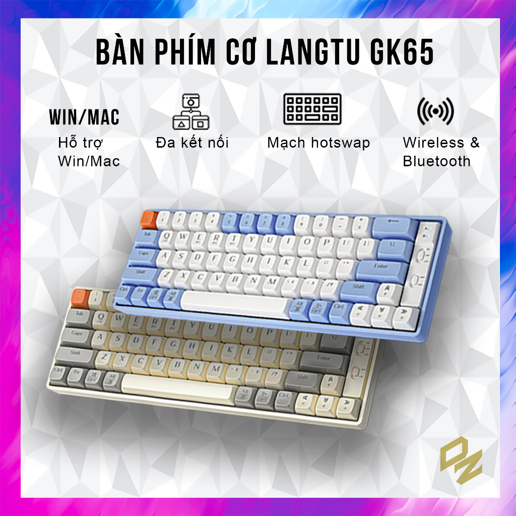 Bàn Phím Cơ Hotswap GK65 Kết Nối Dây Type-C Rời, USB 2,4G, Bluetooth 5.0