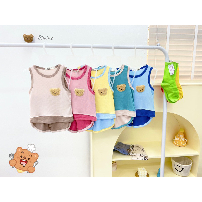 Ba lỗ tăm lạnh phối hình gấu cho bé trai/ bé gái(6-17kg)