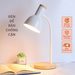Đèn học để bàn chống cận đế gỗ bóng led