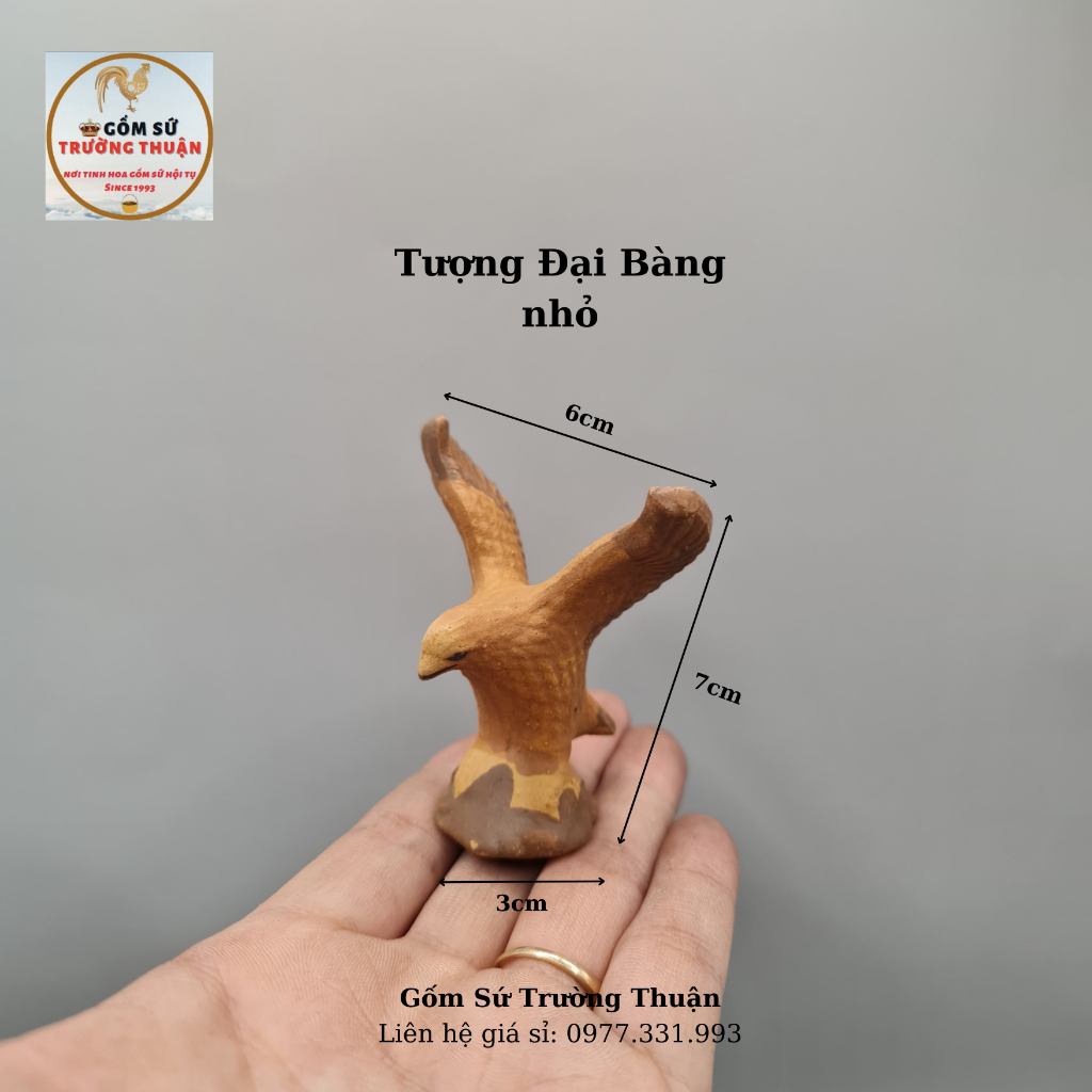 Tượng chim đại bàng mini gốm sứ Bát Tràng  làm mô hình trang trí tiểu cảnh, trang trí bể cá