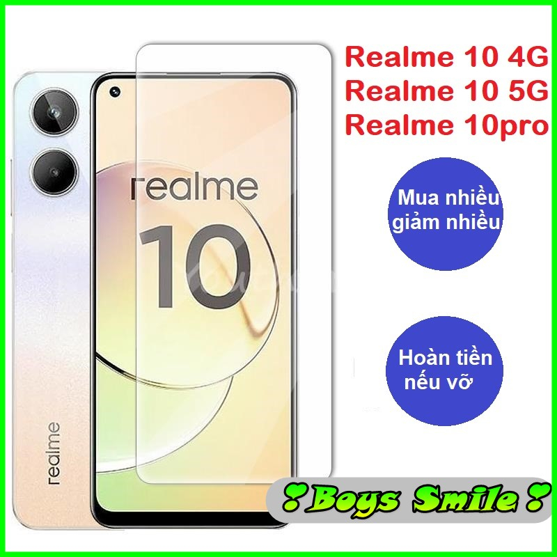 Cường lực 2.5D cho Realme 10 4G Realme 10 5G Realme 10 Pro trong suốt