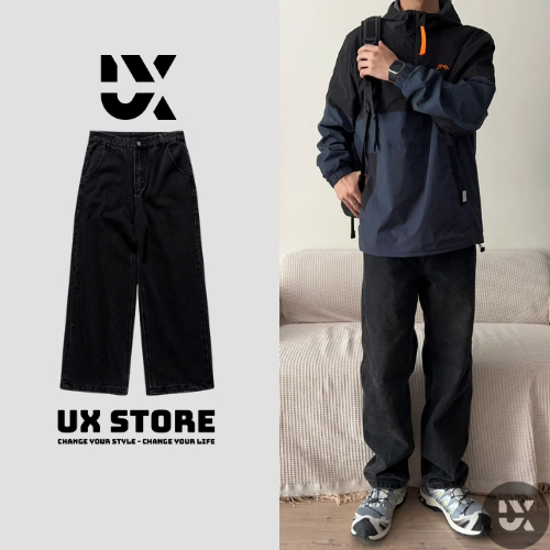 Quần Jean Nam Ống Đứng Form Rộng UX Store - Quần Jean Nam Màu Đen Dáng Suông Baggy Form Chuẩn Hàn Quốc UXQ04