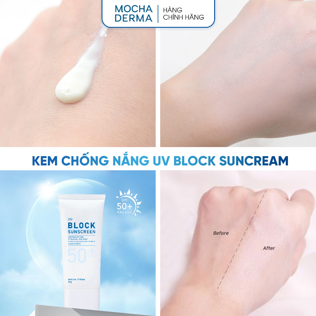 Kem Chống Nắng Mocha Derma SPF 50 PA+, Nâng Tone, Phục Hồi, Bảo Vệ Da Khỏi Tia UVA Và UVB 50g [ CHÍNH HÃNG ]