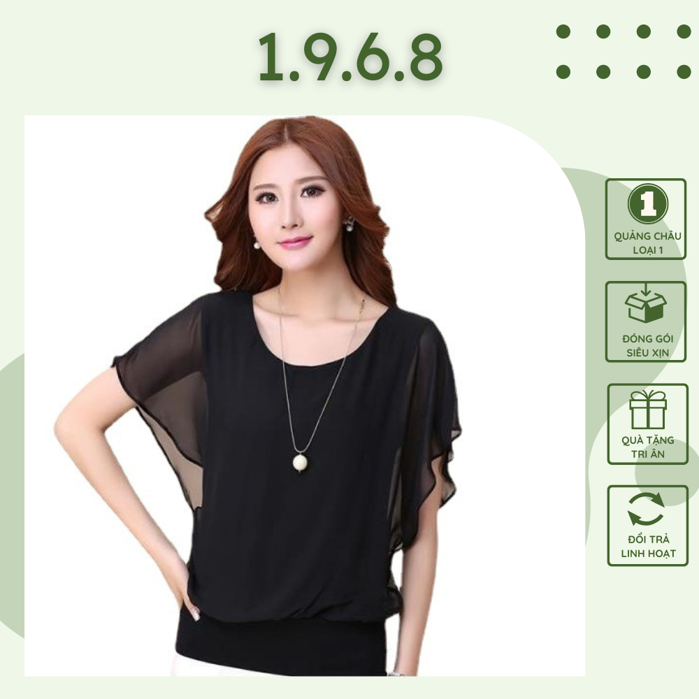 Áo Voan nữ trung niên cho mẹ, mẫu áo tay cánh dơi, xuất xứ Quảng Châu #A11