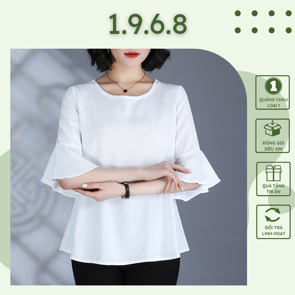 Áo Voan nữ trung niên cho mẹ, mẫu áo trơn tay bèo 4 màu, xuất xứ Quảng Châu #A06