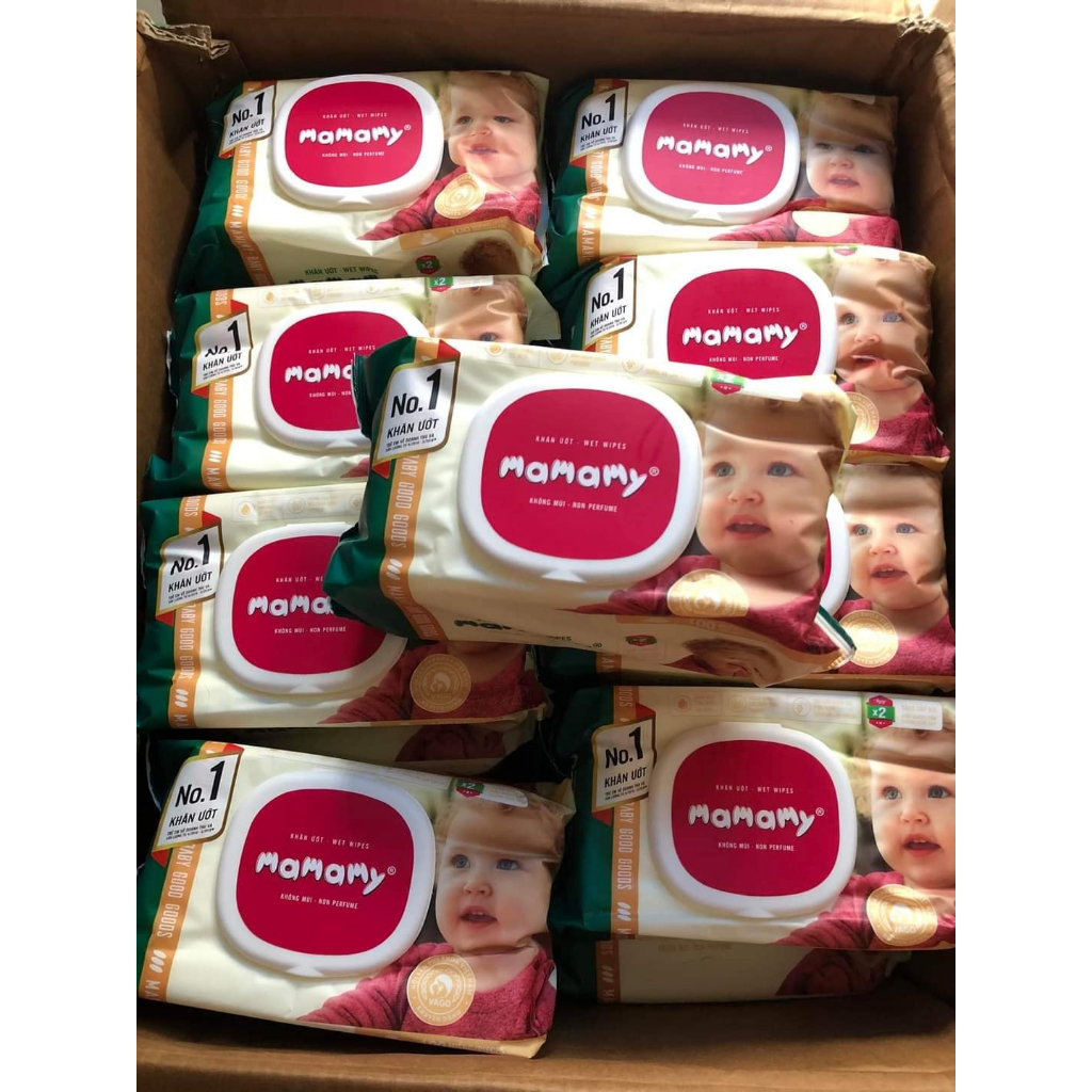 Khăn Ướt kháng khuẩn, Ngừa Hăm, An Toàn Cho Bé Mamamy 100 Tờ/gói