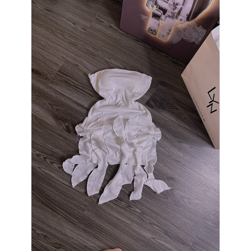 [FREESHIP] Đầm tua rua con mực cúp ngực chất lụa dẻo dày dặn phối chất voan kiếng hai màu hot hit