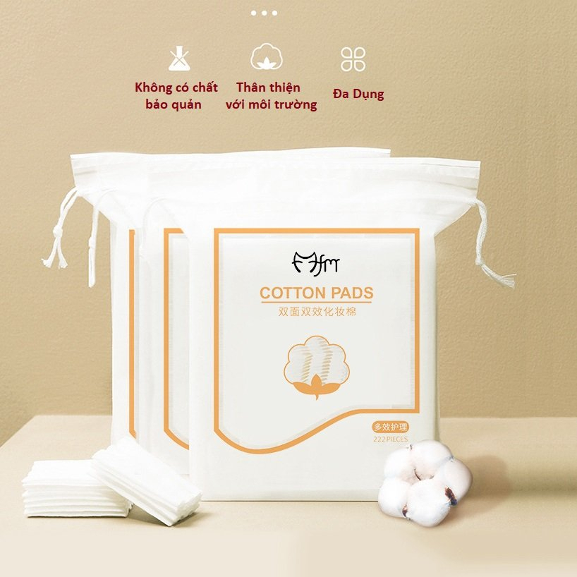 Bông tẩy trang Acosmetics 3 lớp Cotton Pads Túi 222 miếng
