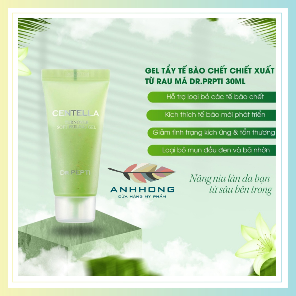 Gel Tẩy Tế Bào Chết Chiết Xuất Rau Má Dr.Pepti Centella Turnover Soft Peeling Gel 30ml