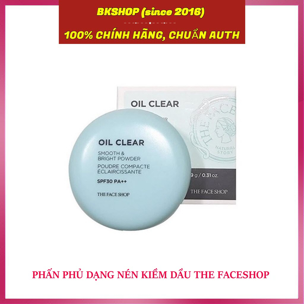 [Hàn Quốc] Phấn phủ nén kiềm dầu THE FACE SHOP Oil Clear Smooth Bright Blotting Pact TFS SPF30/PA++ 9g