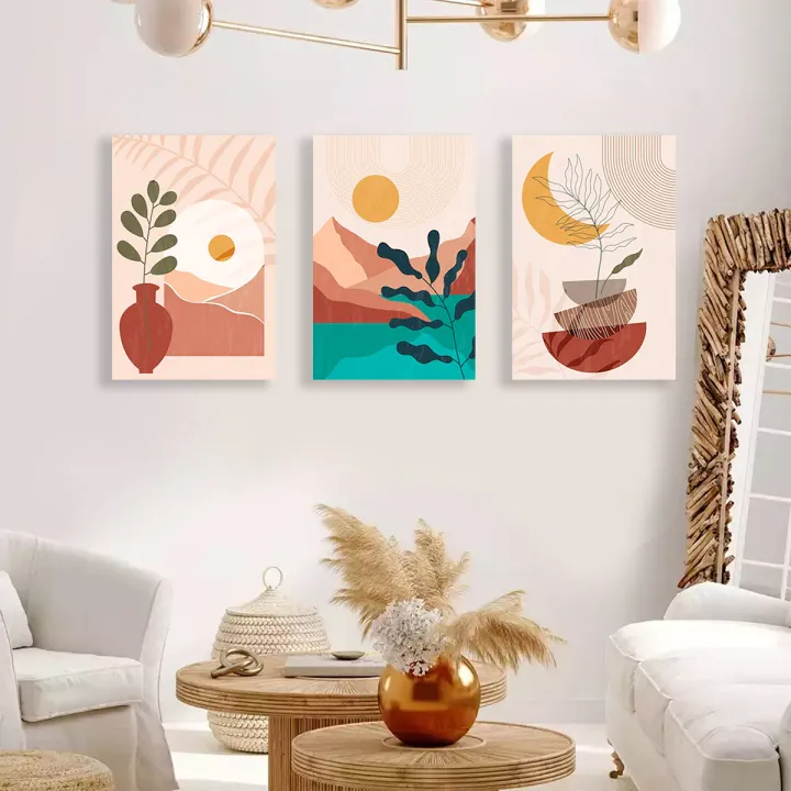 Set 3 tranh 40x60 decal dán tường trừu tượng nghệ thuật nhiều mẫu - Chống thấm/chống bẩn - HN Decor