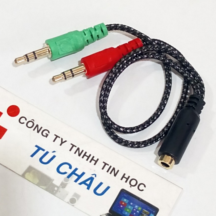 Cáp chuyển 3.5 Ly: 2 đầu 3.5 Ly (Đực) ra 1 đầu 3.5 Ly (Cái) (3.5mm - 4 điểm cực)