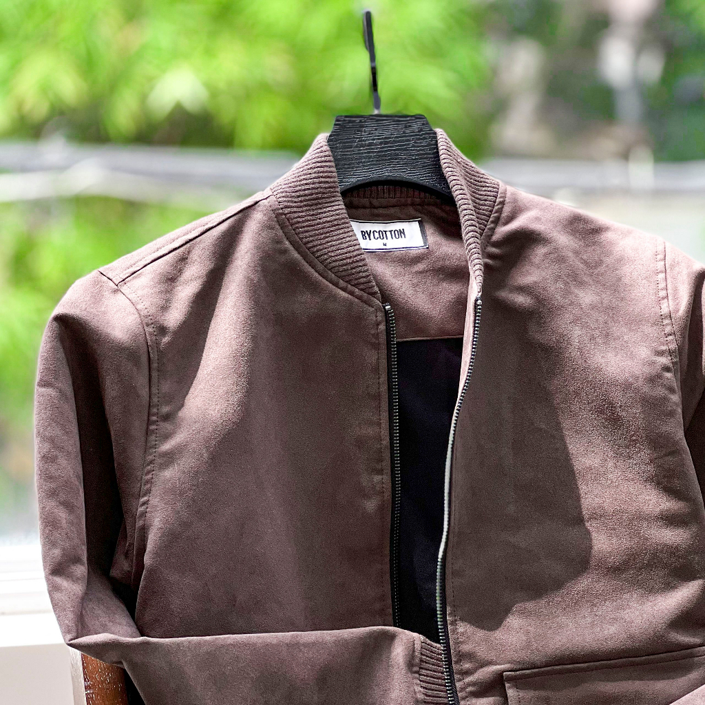 Áo Khoác Nam Cao Cấp Red Brown Suede Leather Jacket Bomber BY COTTON