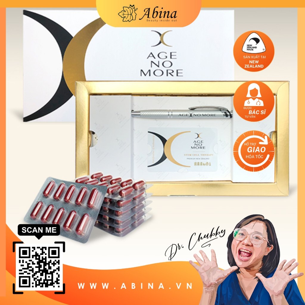 Viên uống tế bào gốc nhau thai cừu New Zealand đẹp da, ổn định nội tiết Age No More Ovine 25,000mg HỘP 60 VIÊN Dr Chubby