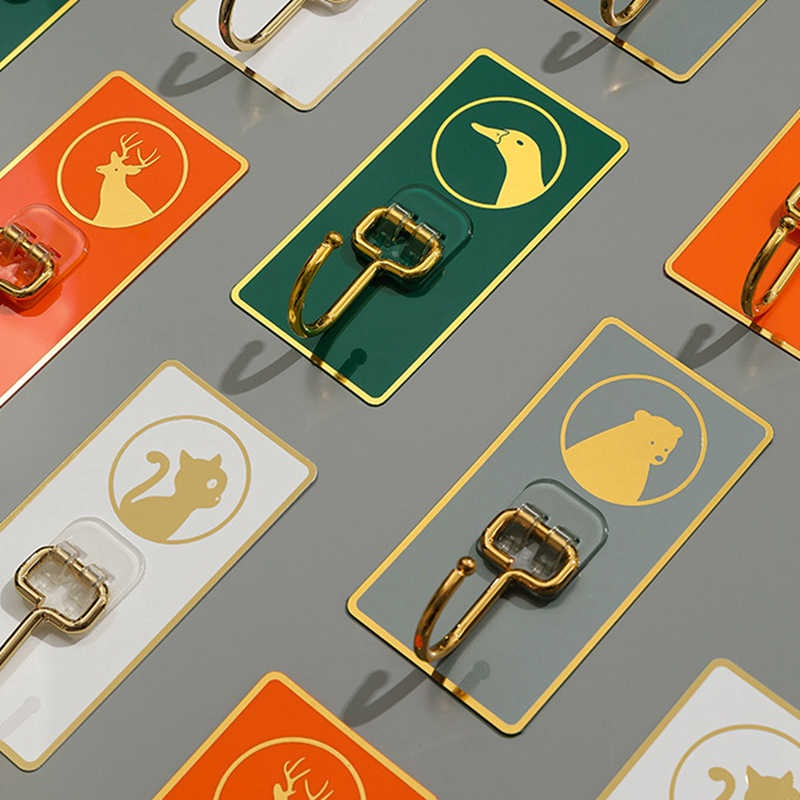 Móc Dán Tường Hình Thú Siêu Dính Họa Tiết Kèm Móc Mạ Vàng Sang Trọng