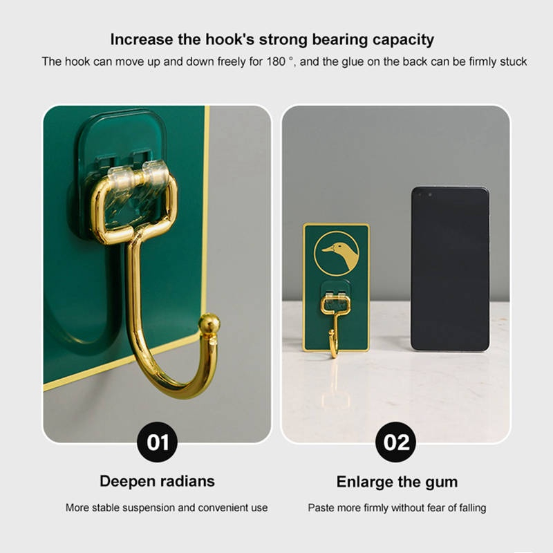 Móc Dán Tường Hình Thú Siêu Dính Họa Tiết Kèm Móc Mạ Vàng Sang Trọng