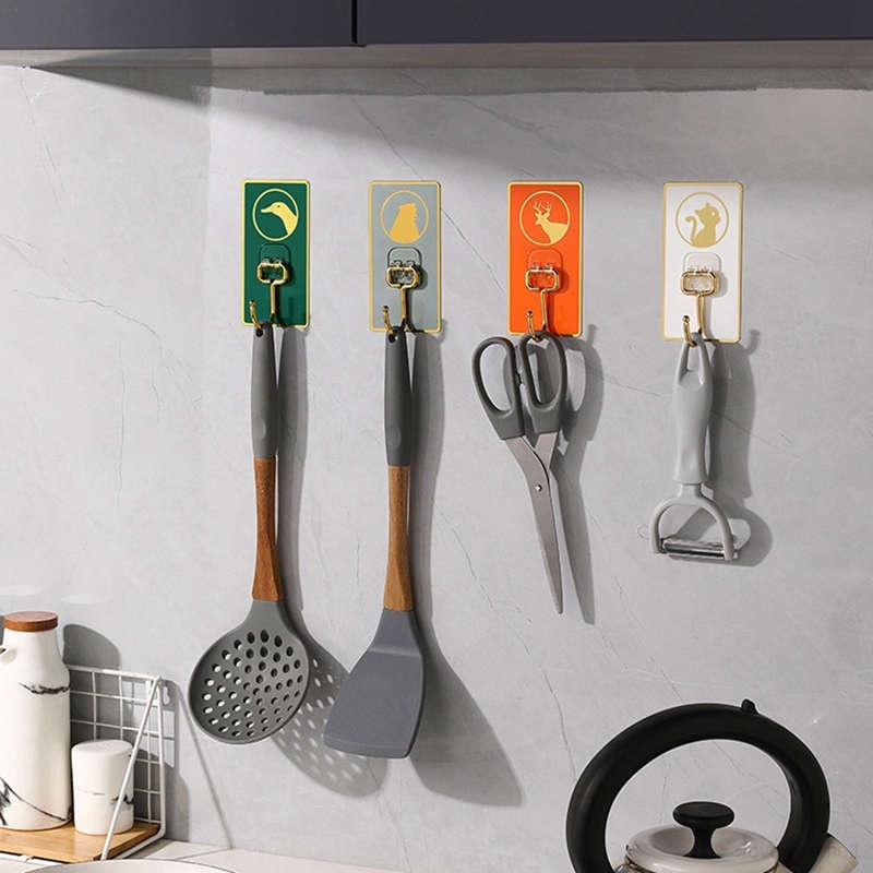 Móc Dán Tường Hình Thú Siêu Dính Họa Tiết Kèm Móc Mạ Vàng Sang Trọng