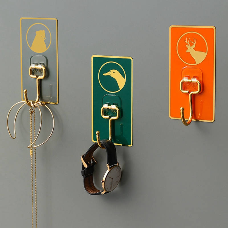 Móc Dán Tường Hình Thú Siêu Dính Họa Tiết Kèm Móc Mạ Vàng Sang Trọng