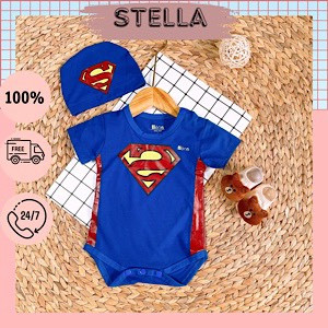 Body chip Tặng kèm nón siêu nhân bé trai size sơ sinh 4-15kg. Body liền thân cho bé không kèm đôi tất