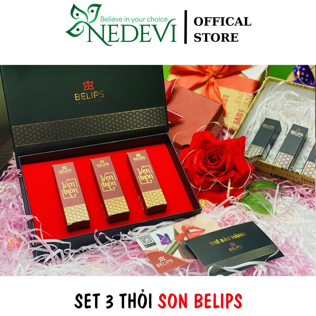 Sét Son Lì Belips - Bộ Quà Tặng Trái Tim Bạn Gái Sang Trọng Đẳng Cấp Quyến Rũ - NEDEVI Chính Hãng