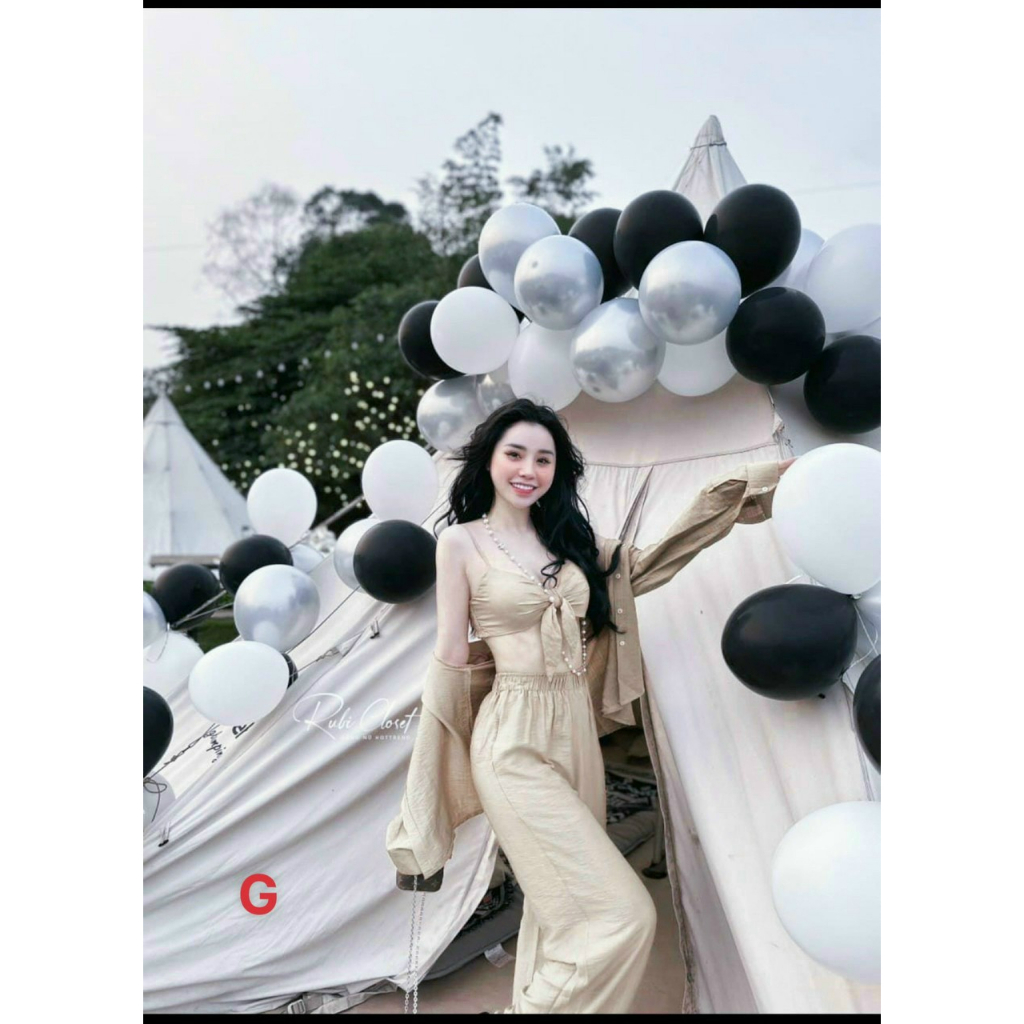 [5.5 Sales Freeship] Set bộ sơ mi đũi 3 món đi biển, set áo sơ mi tay dài kèm áo 2 dây cột nơ ngực quần dài ống rộng dx