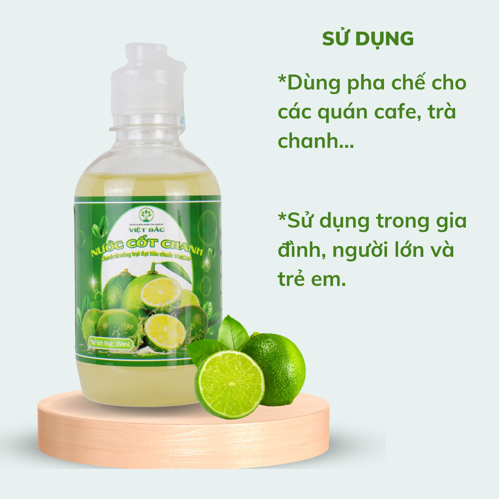Nước cốt chanh tự nhiên Viêt Bắc chuẩn VETGAP chai nhỏ 250ml