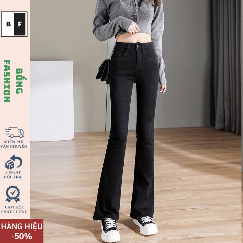 Quần Jeans nữ ống loe co giãn,quần bò jeans nữ ống đứng rộng suông CẠP CAO cao cấp Hottrend 2023 BONGSTORE T023 | BigBuy360 - bigbuy360.vn