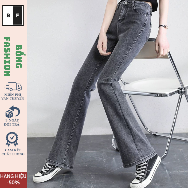 Quần Jeans nữ ống loe co giãn,quần bò jeans nữ ống đứng rộng suông CẠP CAO cao cấp Hottrend 2023 BONGSTORE T023 | BigBuy360 - bigbuy360.vn