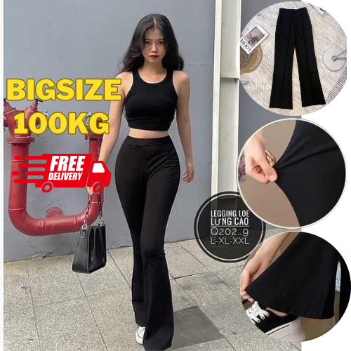 BIGSIZE Quần tây nữ ống loe Q44 Chất liệu: tuyết mưa