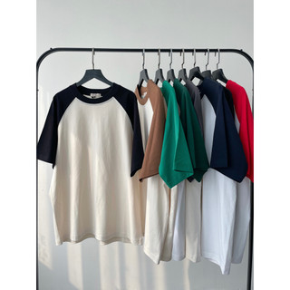 Áo phông raglan trơn cotton 100% basic form rộng oversize | Secodee